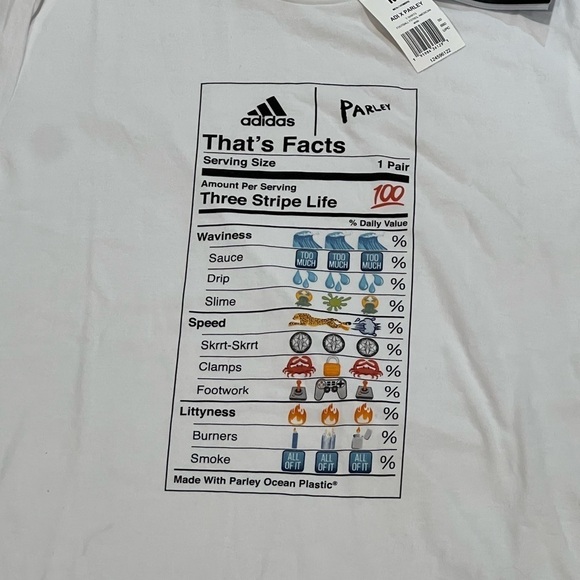 NWT New Old Stock Adidas Size M Mens Parley For the Oceans 3 Stripe Life Shirt - Picture 3 of 7